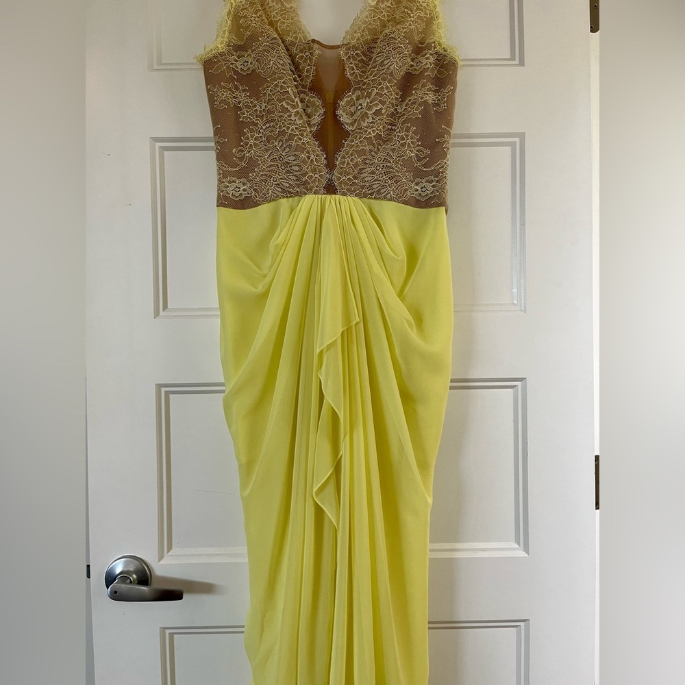 BCBG MAXAZRIA pale yellow gown